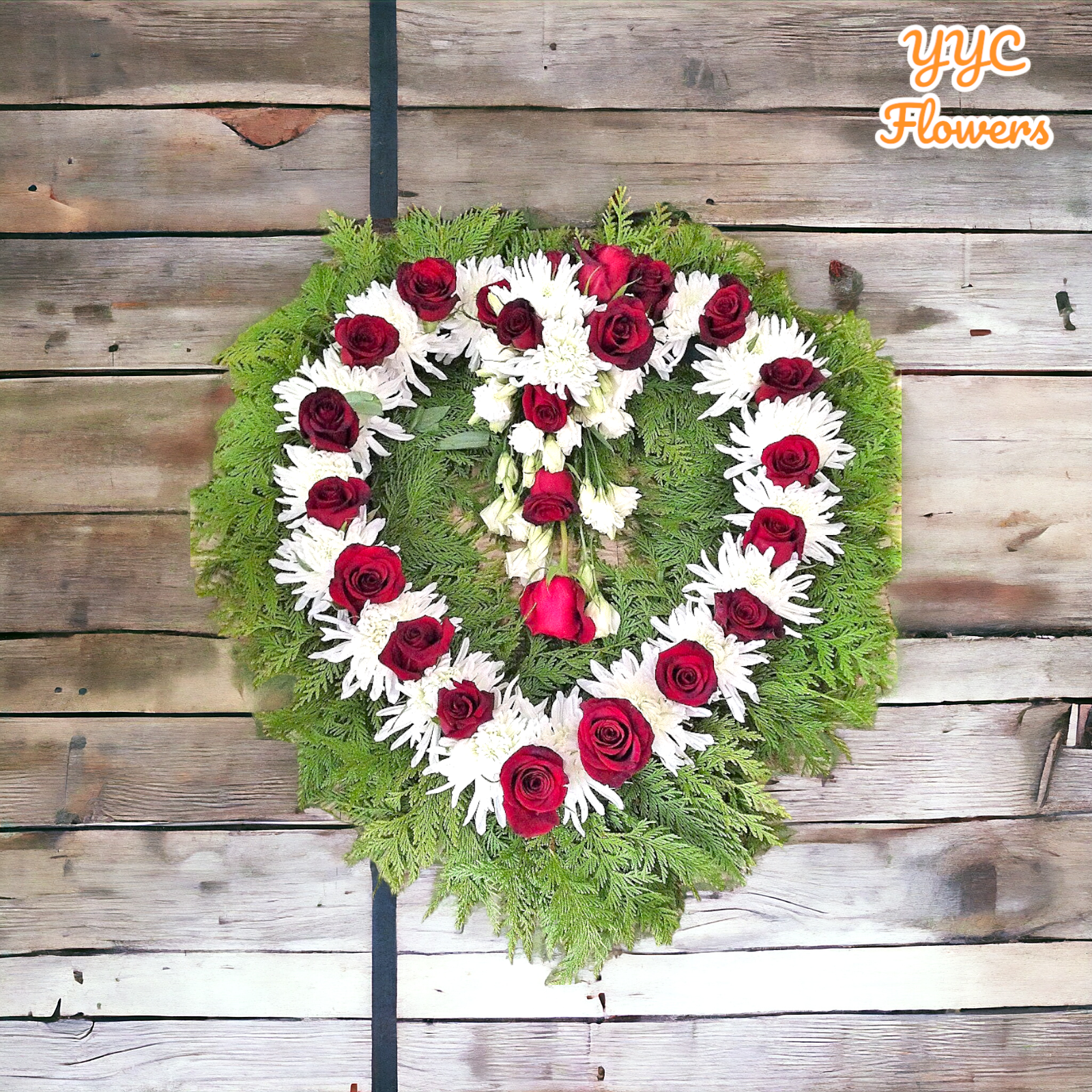 yy flowers heart wreath