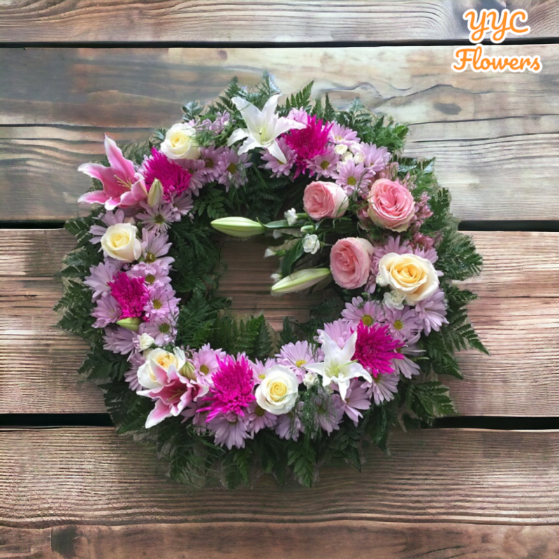 pink and purple roses arrangement